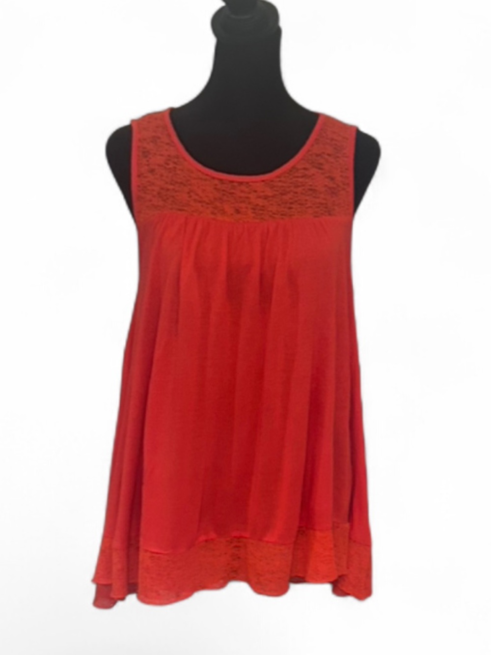 Cupio Red Lace Accent Sleeveless Tank Top, Women's Regular Size M